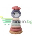 Сензорни блокове за деца, гумени меки креативни, Монтесори кула, пирамида 8 части